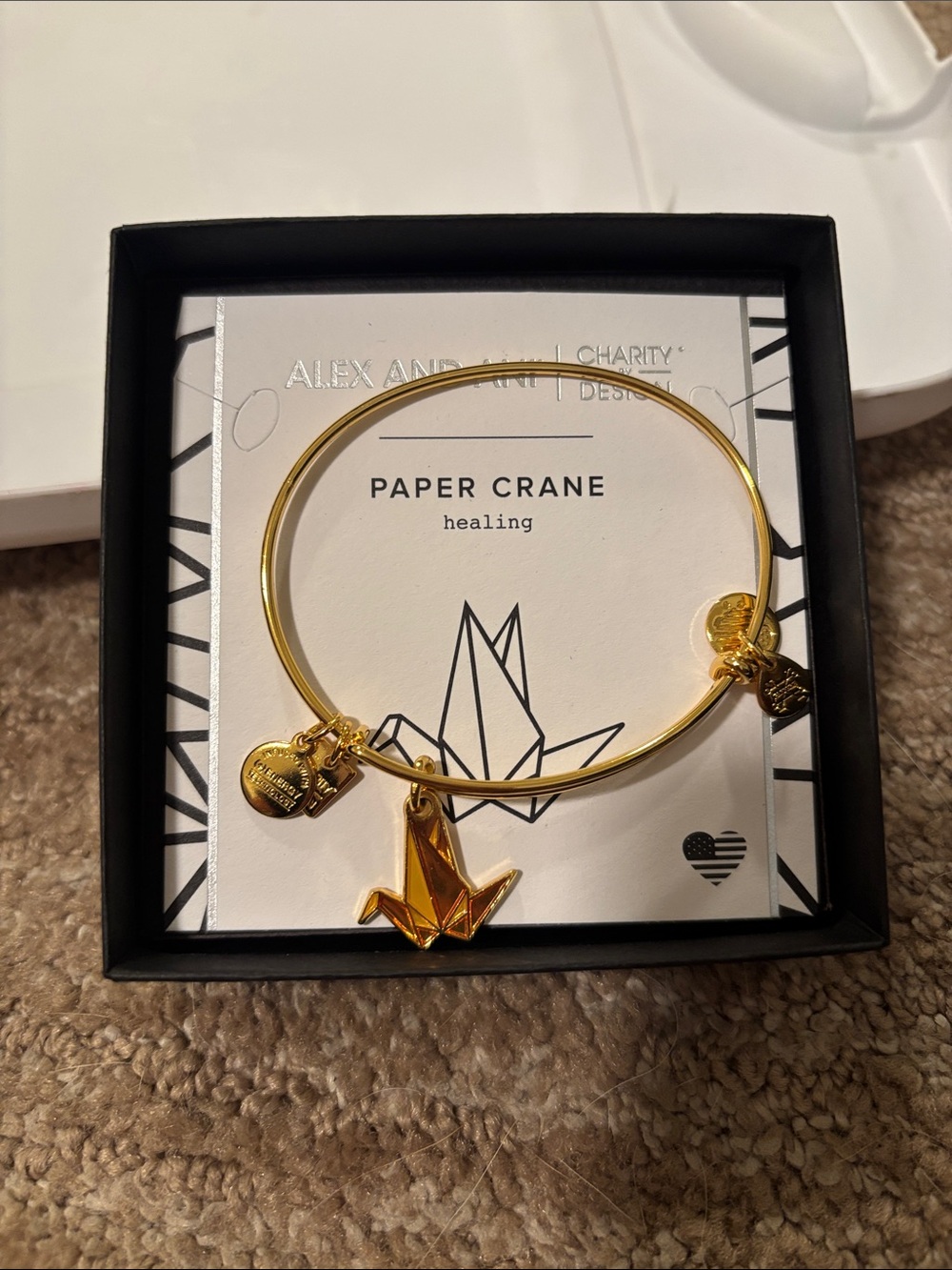 Alex and Ani Gold Paper Crane Charm Bangle